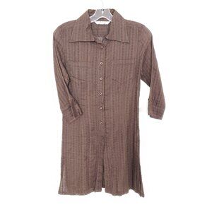 UP2 Women's Tunic Size M Brown 100% Cotton Y2K Casual Modest Lightweight Summer